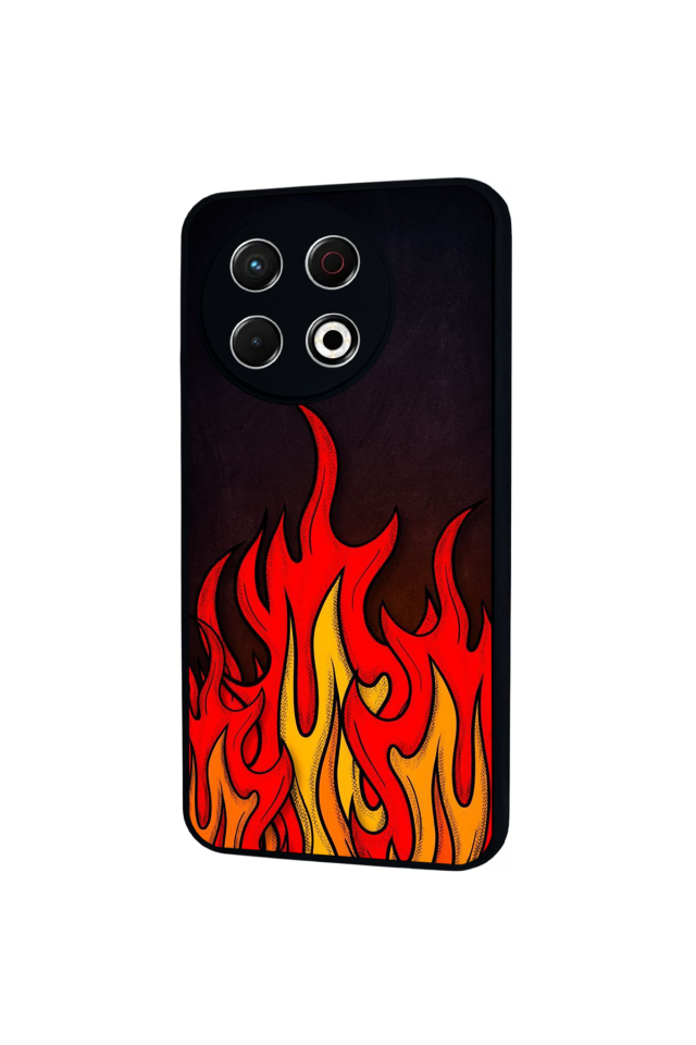 Tecno Spark 30 Pro Uyumlu Retro Flame Patterns Tasarımlı Glossy Premium Kılıf