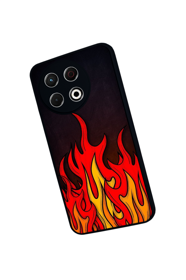 Tecno Spark 30 Pro Uyumlu Retro Flame Patterns Tasarımlı Glossy Premium Kılıf
