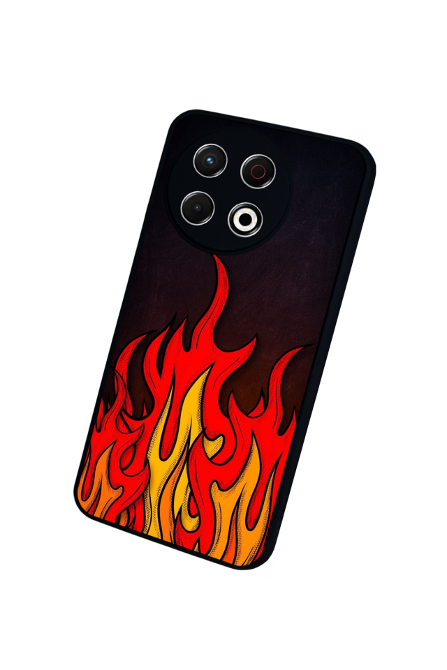 Tecno Spark 30 Pro Uyumlu Retro Flame Patterns Tasarımlı Glossy Premium Kılıf