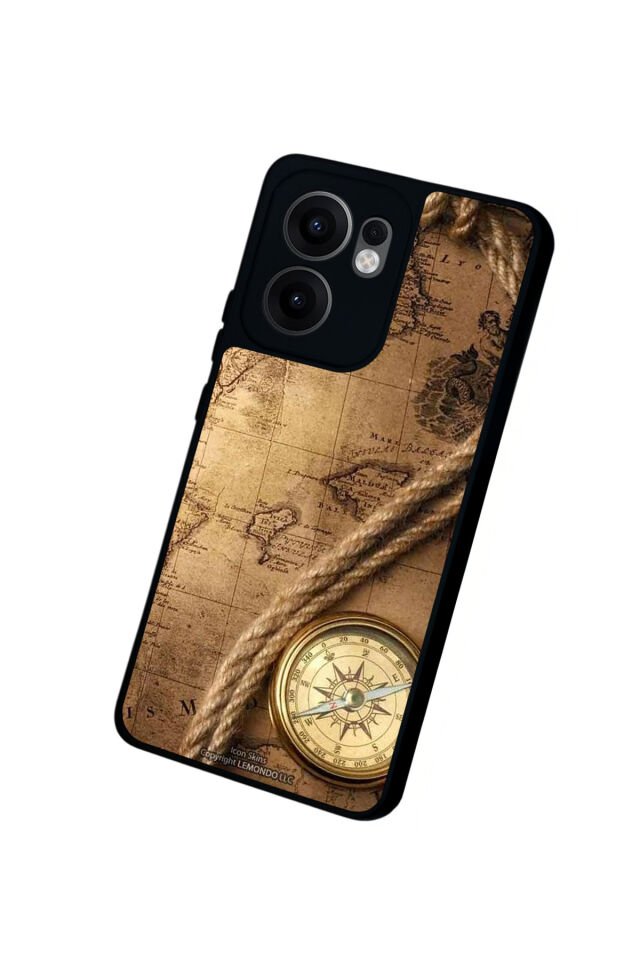 Oppo Reno 13F Uyumlu Pusula Tasarımlı Glossy Premium Kılıf