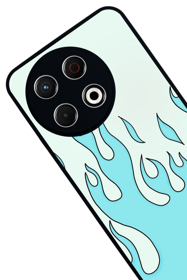 Tecno Spark 30 Pro Uyumlu Retro Flame Patterns Tasarımlı Glossy Premium Kılıf