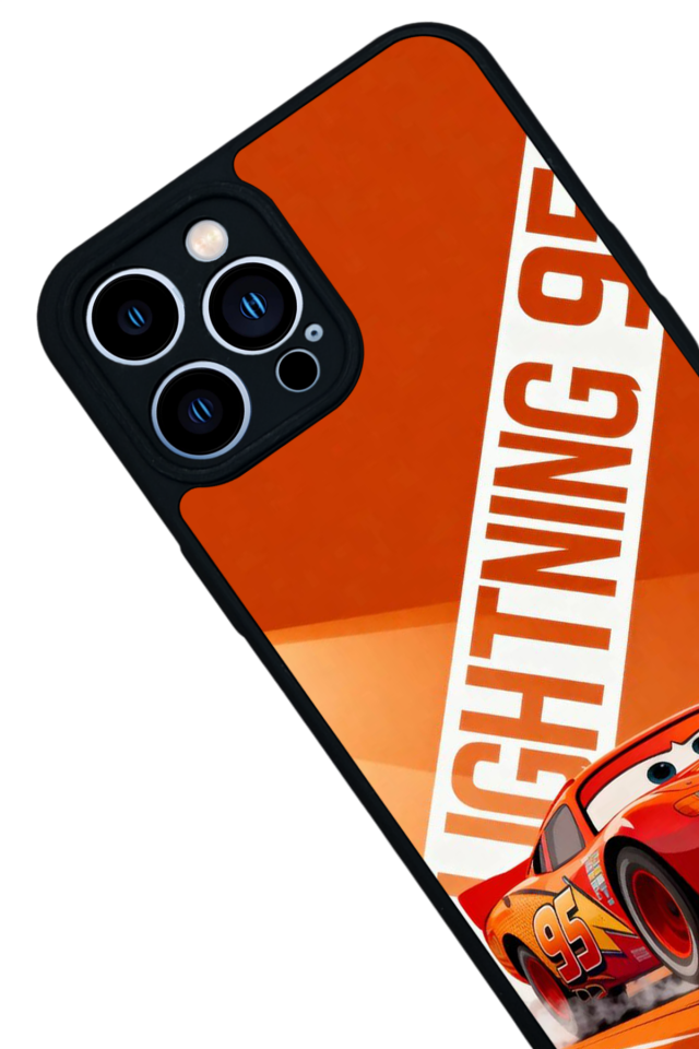 iPhone 13 Pro Max Uyumlu Şimsek McQueen Tasarımlı Glossy Premium Kılıf