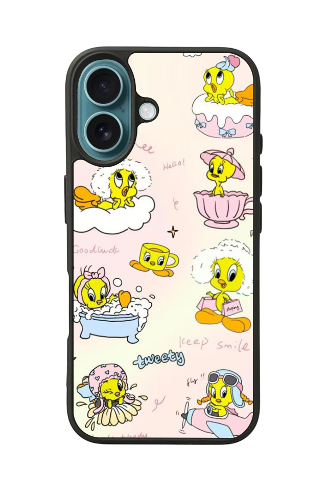 iPhone 16 Uyumlu Tweety Tasarımlı Glossy Premium Kılıf