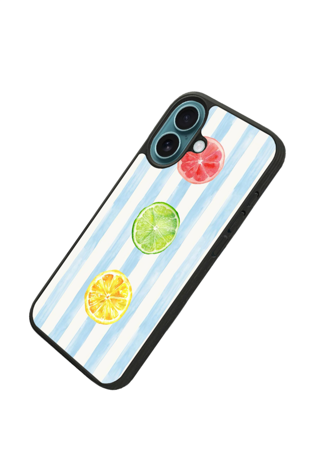 iPhone 16 Plus Uyumlu Limon Tasarımlı Glossy Premium Kılıf