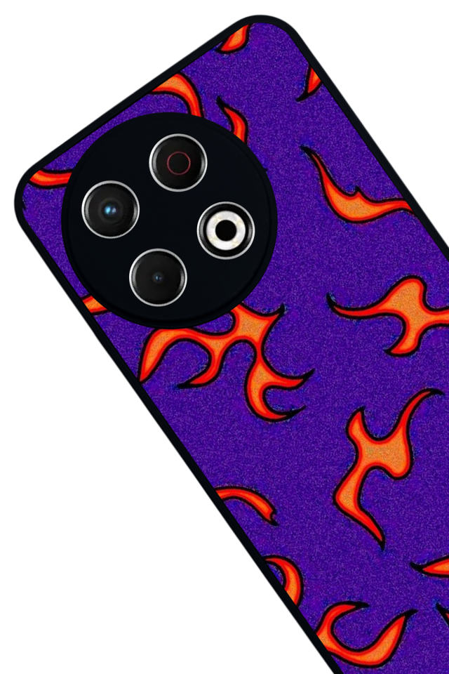 Tecno Spark 30 Pro Uyumlu Retro Flame Patterns Tasarımlı Glossy Premium Kılıf