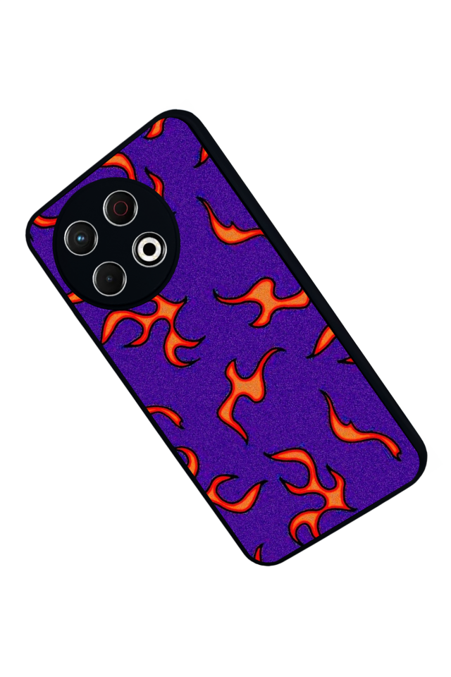 Tecno Spark 30 Pro Uyumlu Retro Flame Patterns Tasarımlı Glossy Premium Kılıf