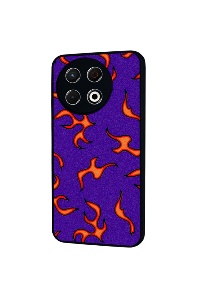 Tecno Spark 30 Pro Uyumlu Retro Flame Patterns Tasarımlı Glossy Premium Kılıf