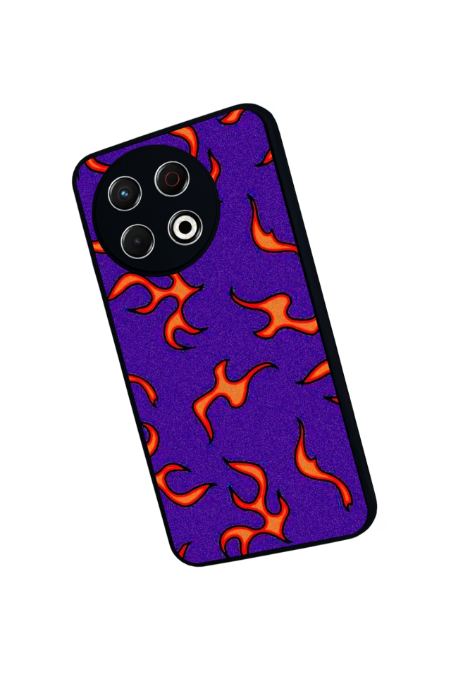 Tecno Spark 30 Pro Uyumlu Retro Flame Patterns Tasarımlı Glossy Premium Kılıf