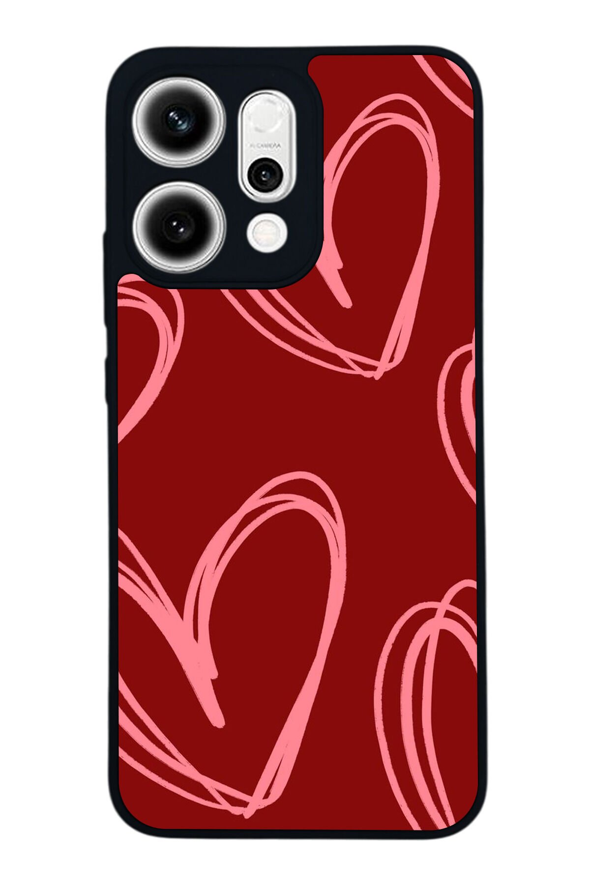 Oppo Reno 14 Uyumlu Kalp Love Tasarımlı Glossy Premium Kılıf