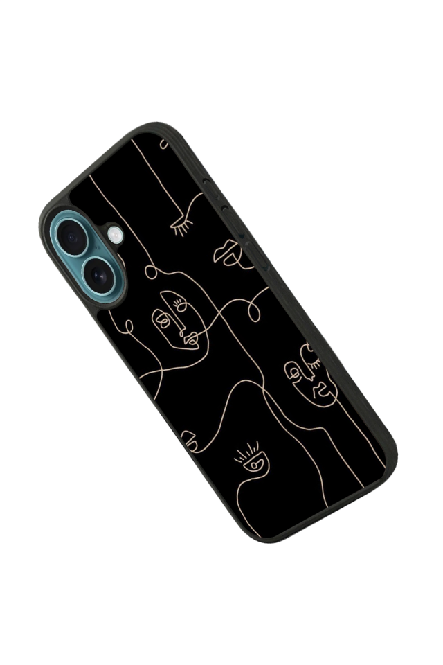 iPhone 16 Plus Uyumlu Line Art Tasarımlı Glossy Premium Kılıf