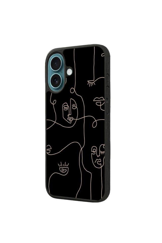 iPhone 16 Plus Uyumlu Line Art Tasarımlı Glossy Premium Kılıf