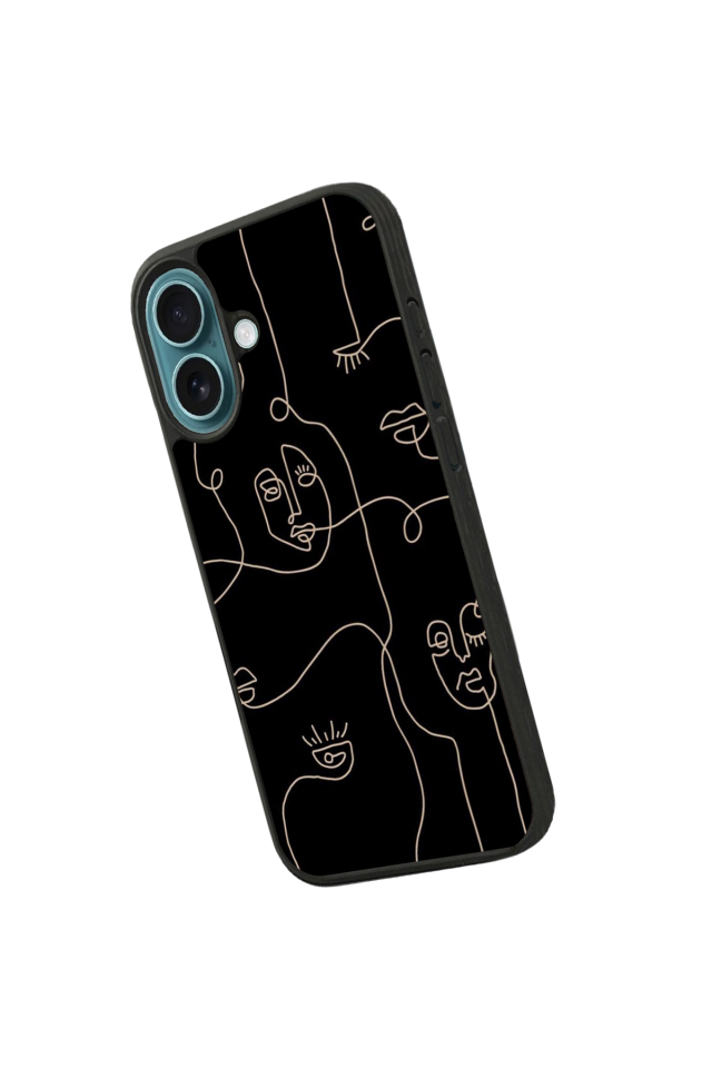 iPhone 16 Plus Uyumlu Line Art Tasarımlı Glossy Premium Kılıf