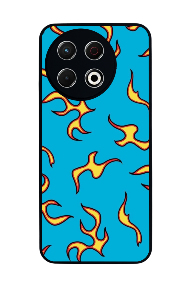 Tecno Spark 30 Pro Uyumlu Retro Flame Patterns Tasarımlı Glossy Premium Kılıf