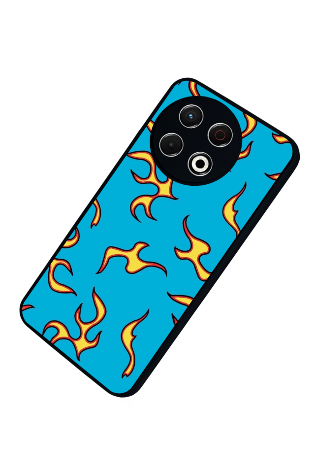 Tecno Spark 30 Pro Uyumlu Retro Flame Patterns Tasarımlı Glossy Premium Kılıf