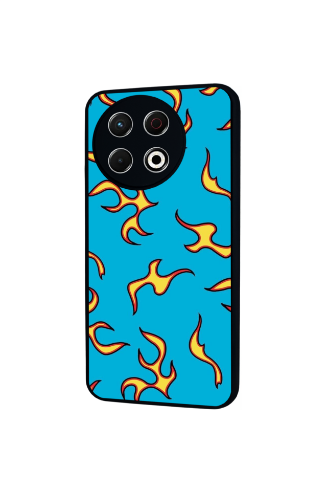 Tecno Spark 30 Pro Uyumlu Retro Flame Patterns Tasarımlı Glossy Premium Kılıf