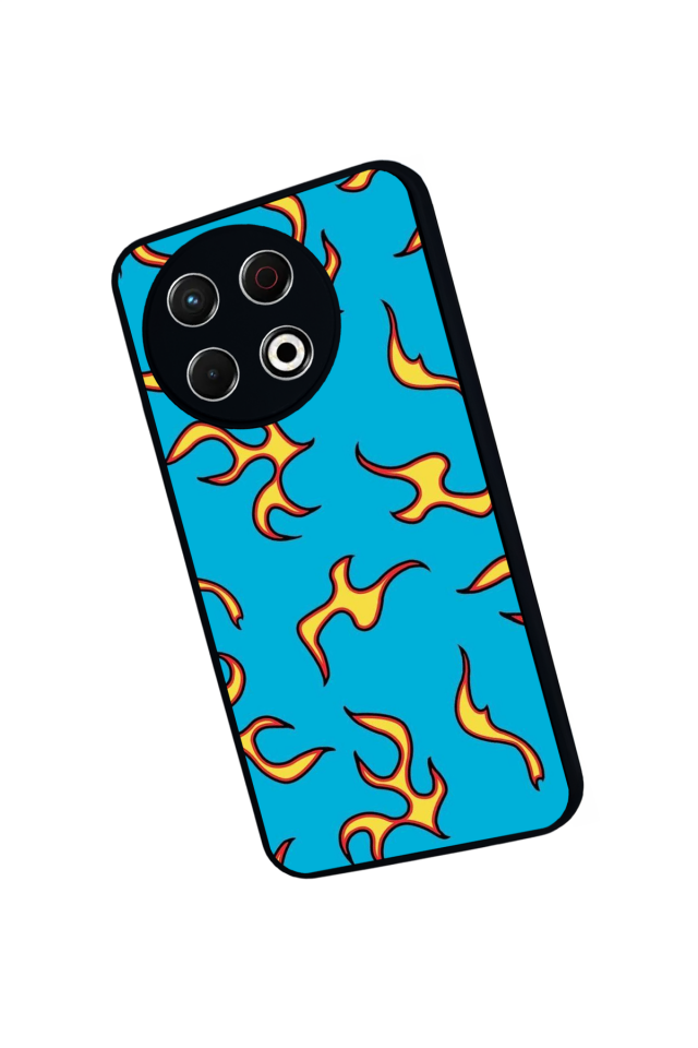 Tecno Spark 30 Pro Uyumlu Retro Flame Patterns Tasarımlı Glossy Premium Kılıf