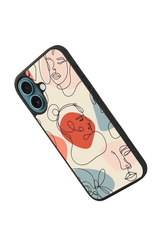 iPhone 16 Plus Uyumlu Line Art Tasarımlı Glossy Premium Kılıf