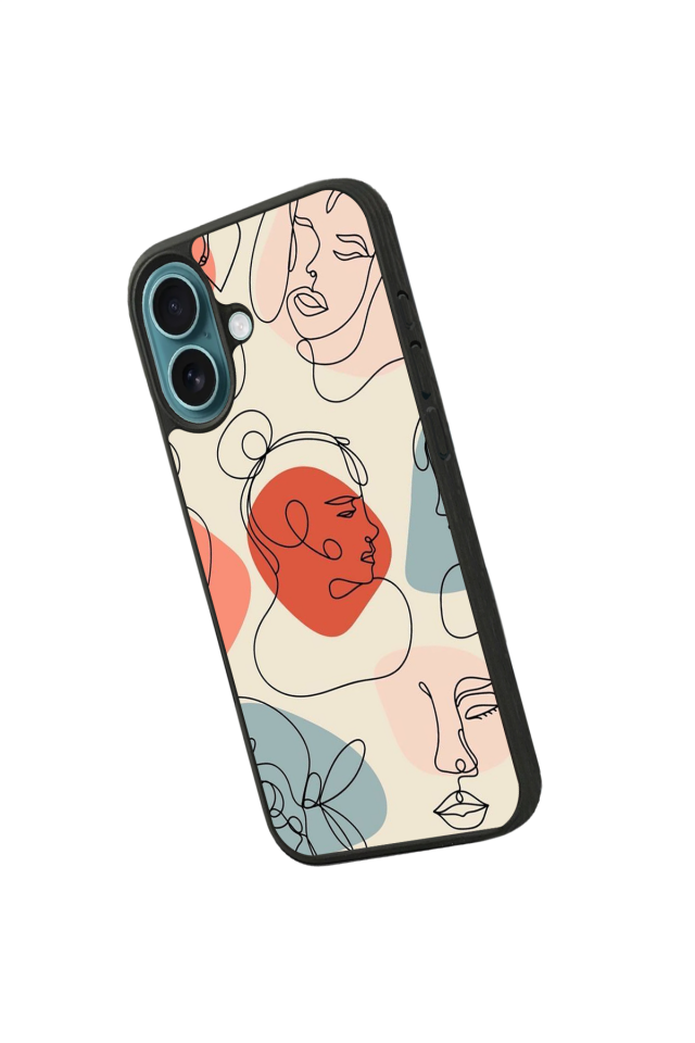 iPhone 16 Plus Uyumlu Line Art Tasarımlı Glossy Premium Kılıf