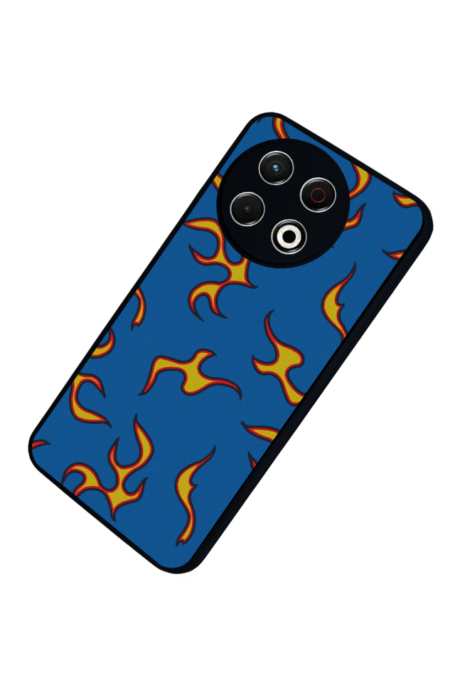Tecno Spark 30 Pro Uyumlu Retro Flame Patterns Tasarımlı Glossy Premium Kılıf