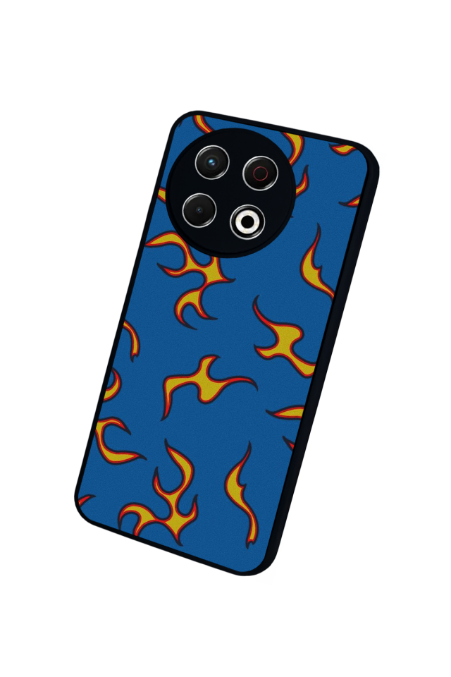 Tecno Spark 30 Pro Uyumlu Retro Flame Patterns Tasarımlı Glossy Premium Kılıf