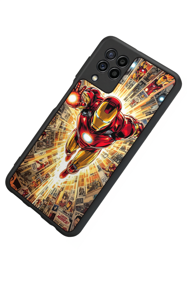 Samsung Galaxy M22 Uyumlu  Iron Man ( Demir Adam ) Tasarımlı Glossy Premium Kılıf