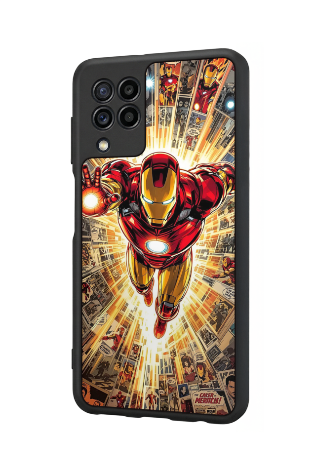 Samsung Galaxy M22 Uyumlu  Iron Man ( Demir Adam ) Tasarımlı Glossy Premium Kılıf
