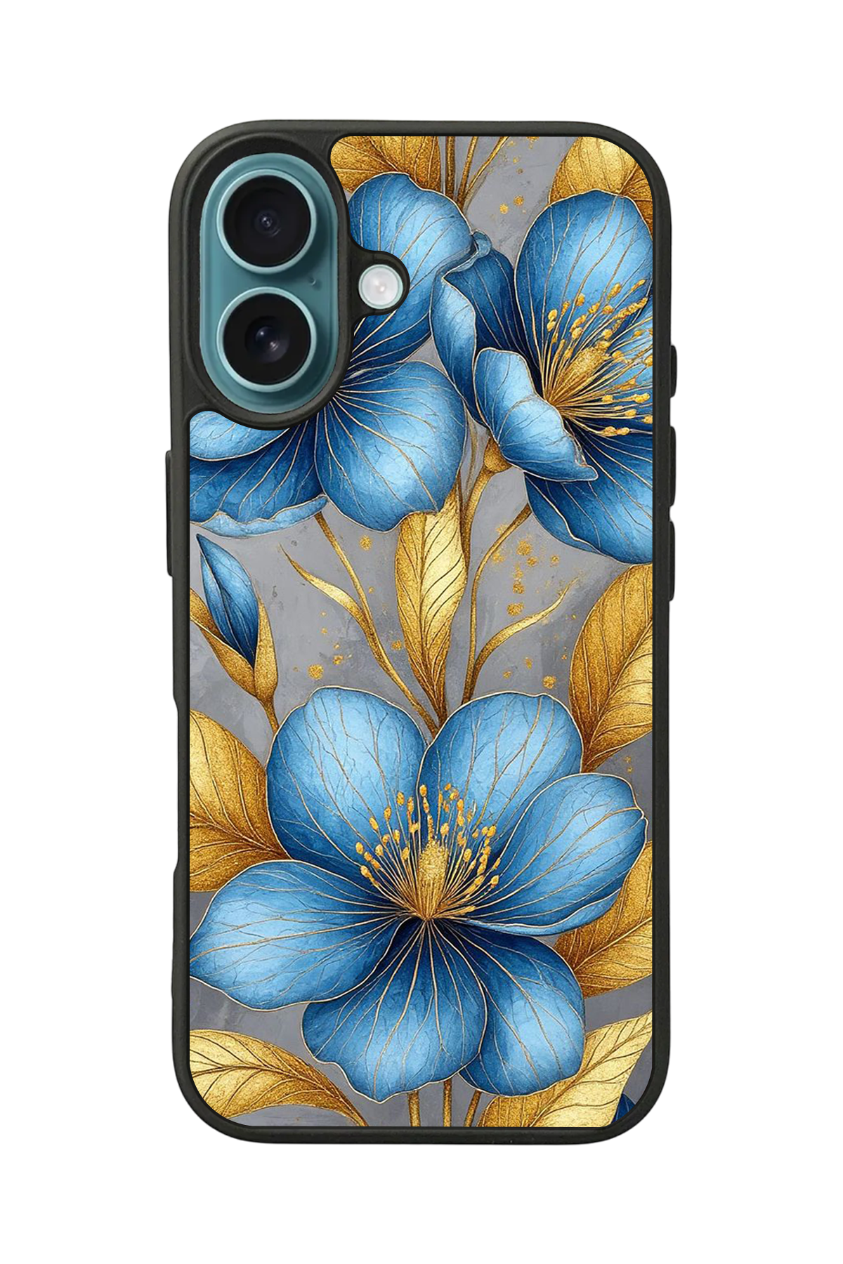iPhone 16 Uyumlu Yaldizli Cicek Tasarımlı Glossy Premium Kılıf