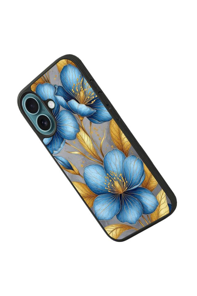 iPhone 16 Uyumlu Yaldizli Cicek Tasarımlı Glossy Premium Kılıf