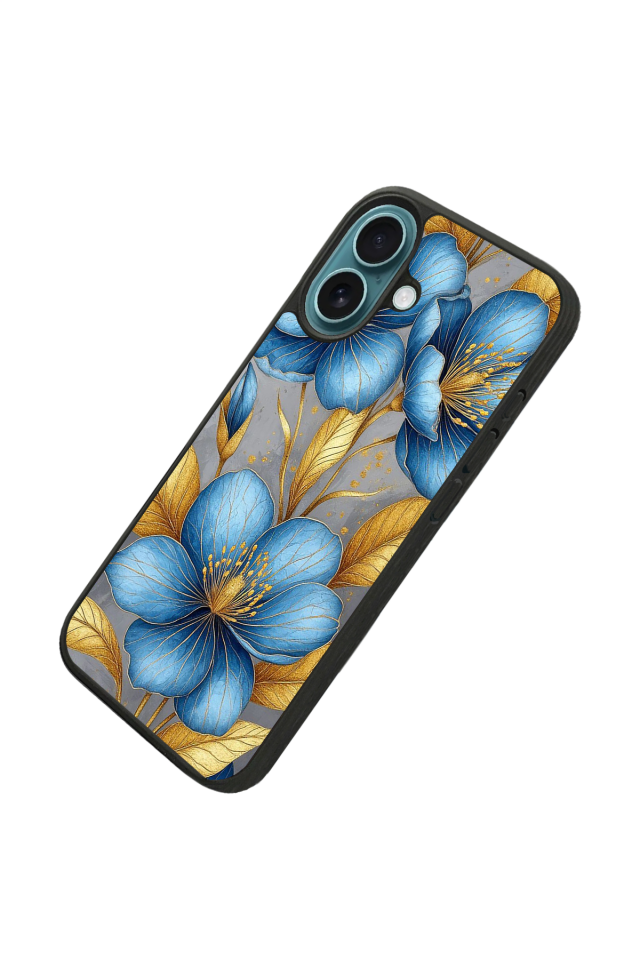 iPhone 16 Uyumlu Yaldizli Cicek Tasarımlı Glossy Premium Kılıf