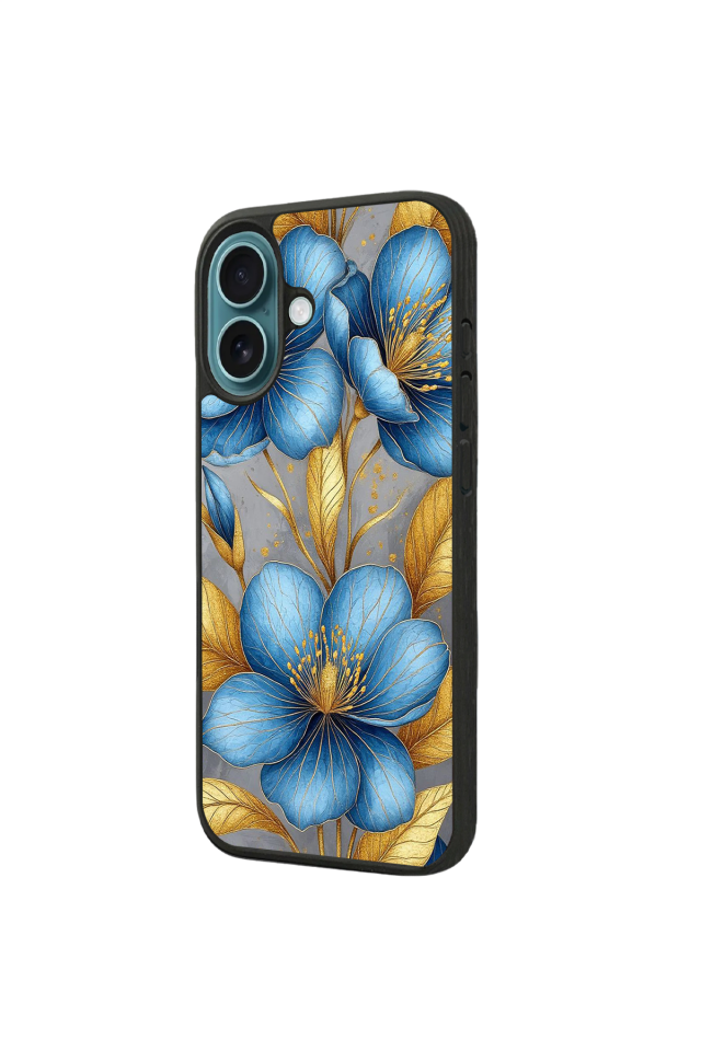 iPhone 16 Uyumlu Yaldizli Cicek Tasarımlı Glossy Premium Kılıf