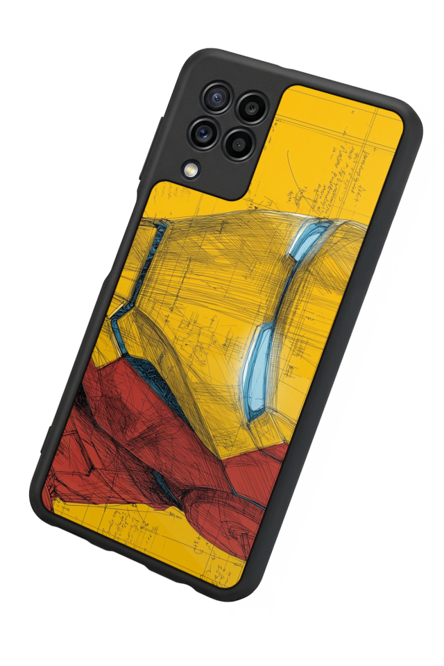 Samsung Galaxy M22 Uyumlu  Iron Man ( Demir Adam ) Tasarımlı Glossy Premium Kılıf