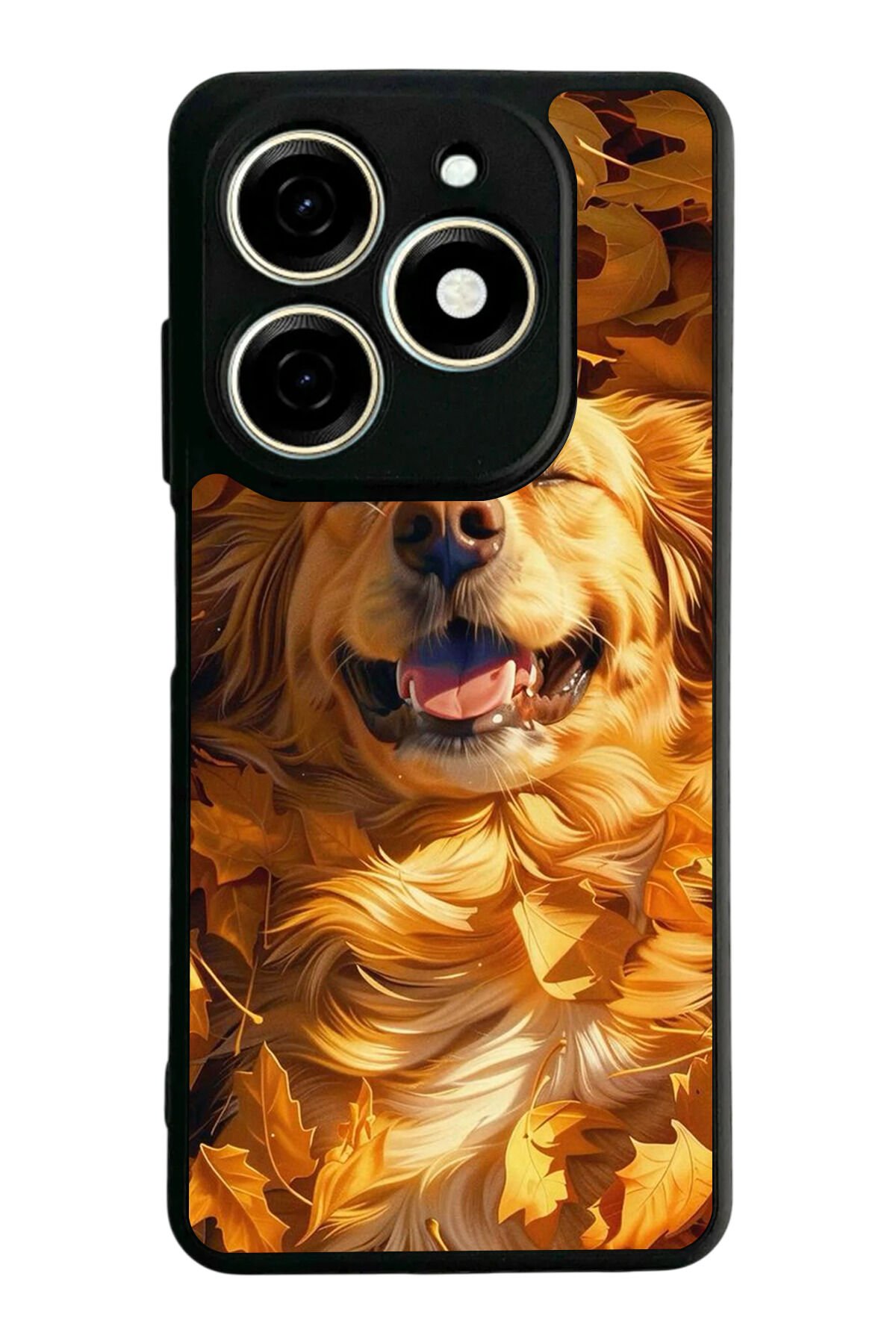 Tecno Spark 20/20C Uyumlu Golden Kopek Tasarımlı Glossy Premium Kılıf