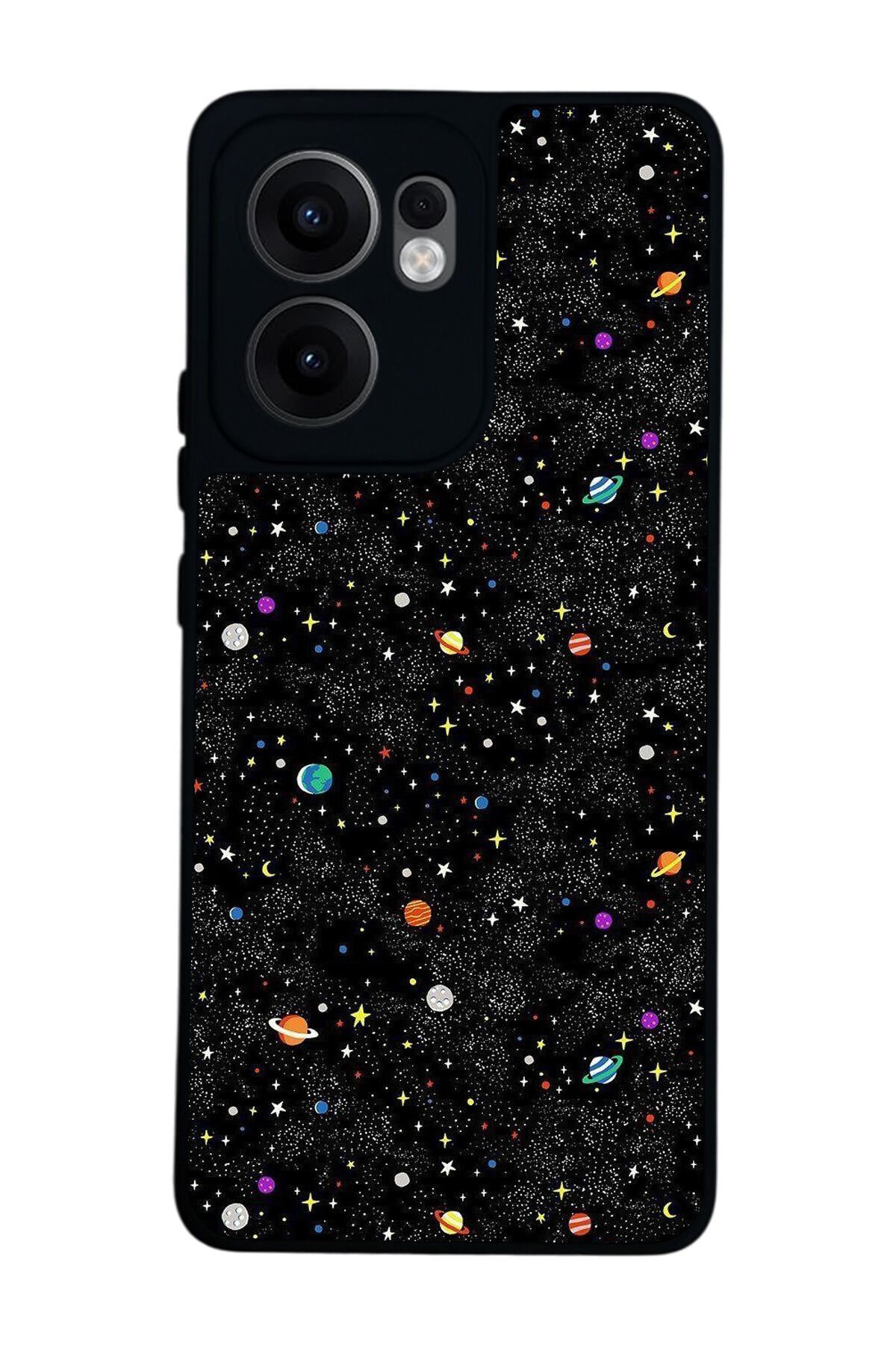 Oppo Reno 13F Uyumlu Uzay Tasarımlı Glossy Premium Kılıf