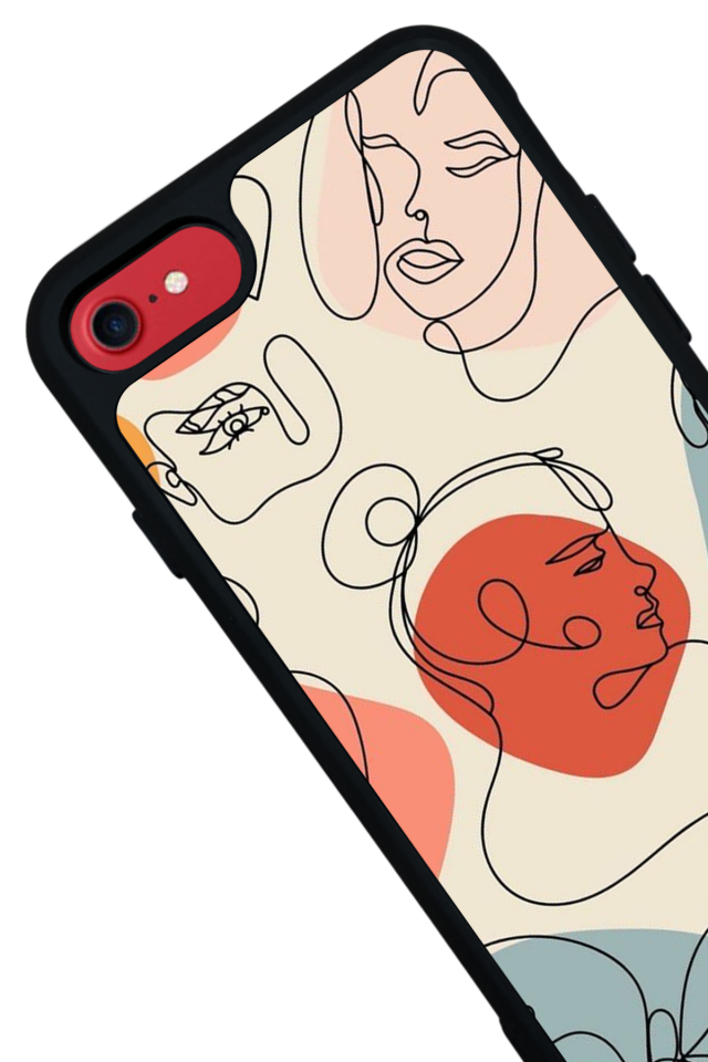 iPhone SE Uyumlu Line Art Tasarımlı Glossy Premium Kılıf