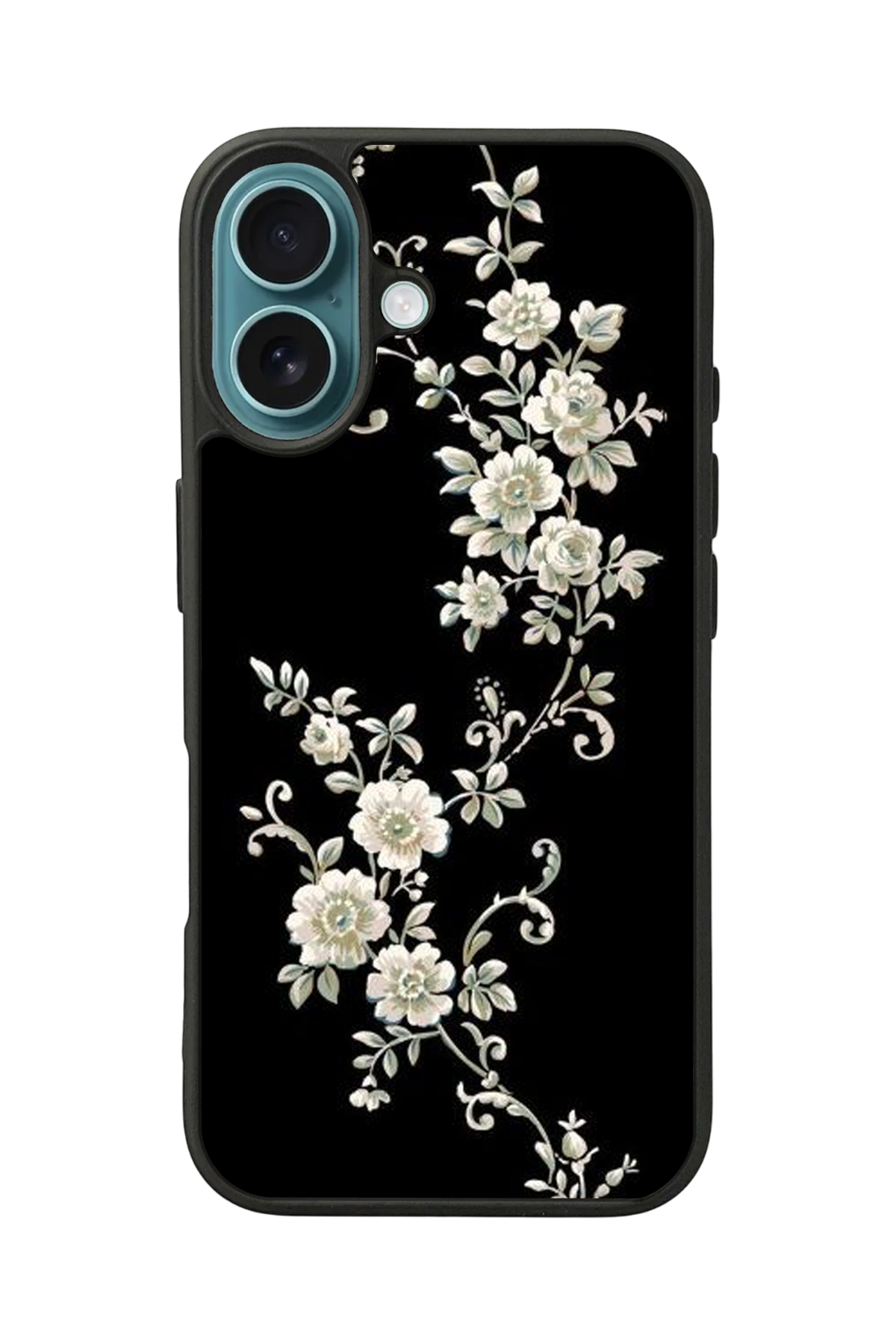 iPhone 16 Uyumlu Yaldizli Cicek Tasarımlı Glossy Premium Kılıf