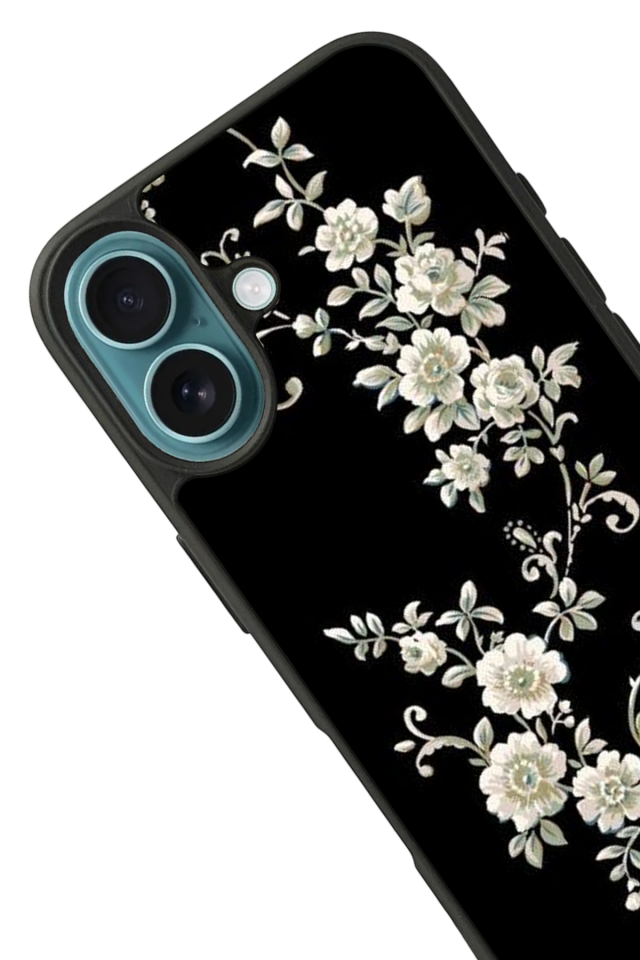 iPhone 16 Uyumlu Yaldizli Cicek Tasarımlı Glossy Premium Kılıf