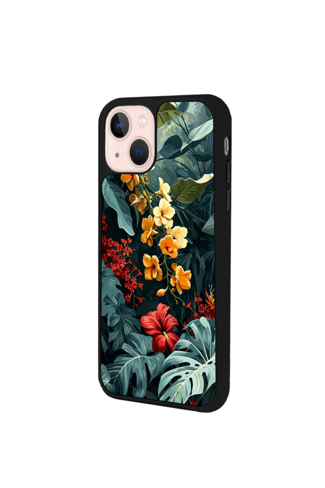 iPhone 13/14 Uyumlu Botanik Tasarımlı Glossy Premium Kılıf