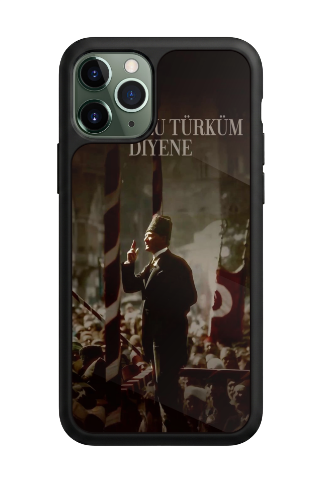 iPhone 11 Pro Max Uyumlu Mustafa Kemal Ataturk Tasarımlı Glossy Premium Kılıf