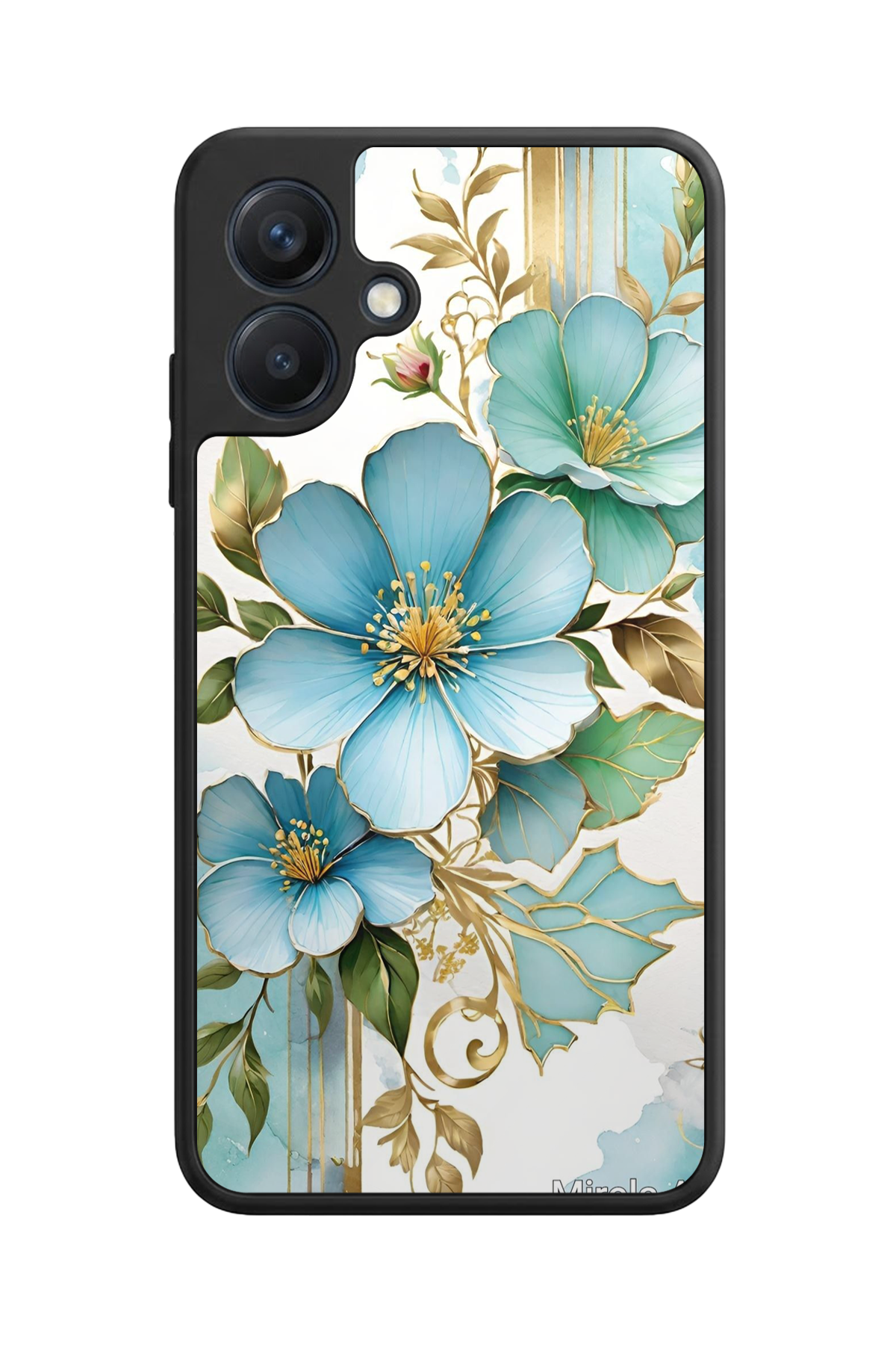 Samsung Galaxy A07 Uyumlu Yaldizli Cicek Tasarımlı Glossy Premium Kılıf