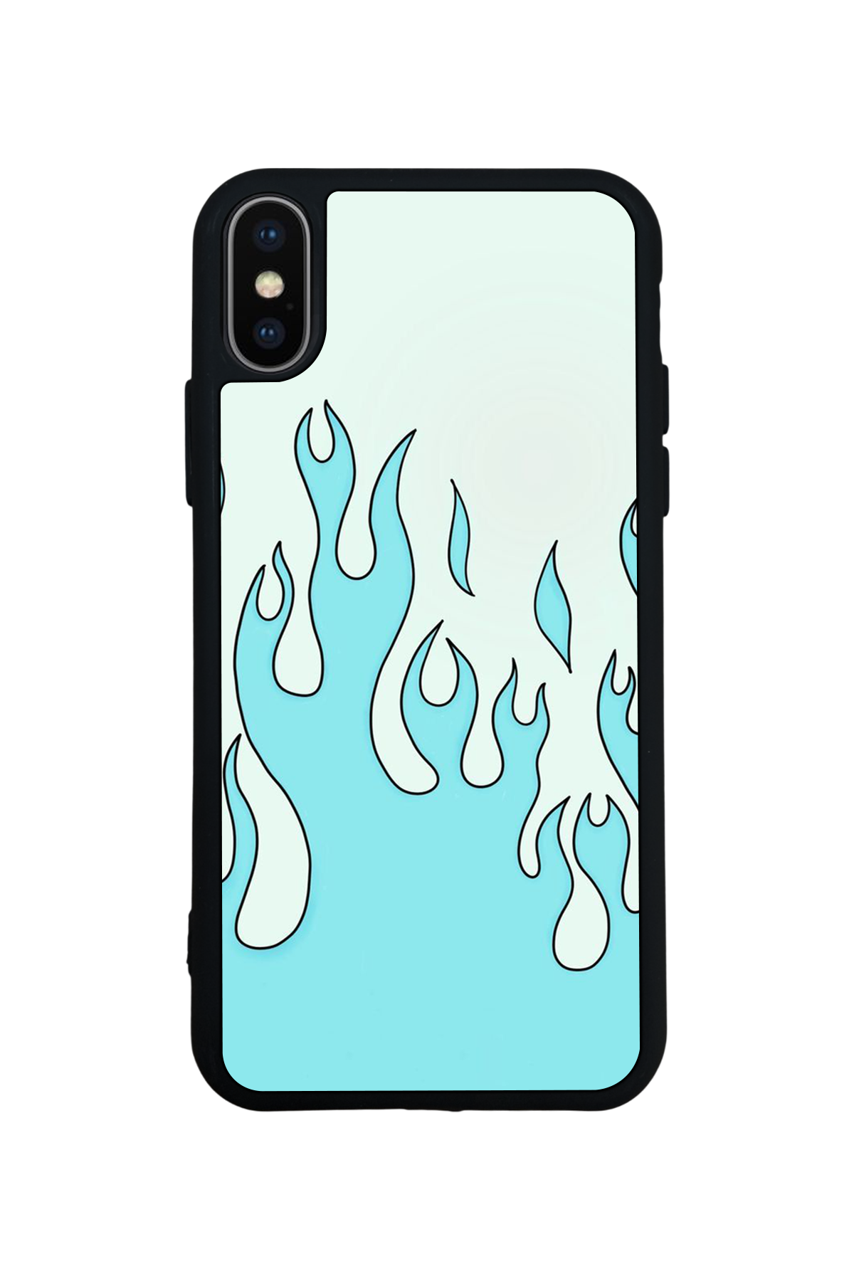 iPhone X/ XS Uyumlu Retro Flame Patterns Tasarımlı Glossy Premium Kılıf