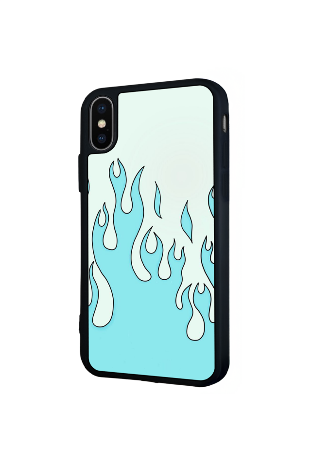 iPhone X/ XS Uyumlu Retro Flame Patterns Tasarımlı Glossy Premium Kılıf