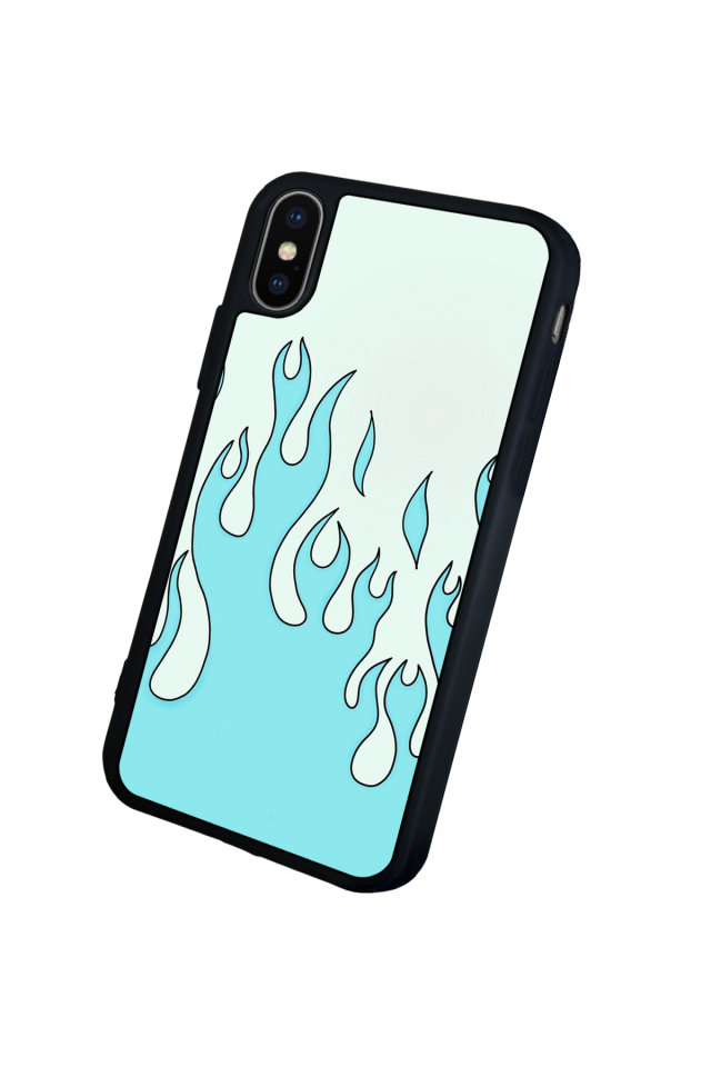 iPhone X/ XS Uyumlu Retro Flame Patterns Tasarımlı Glossy Premium Kılıf