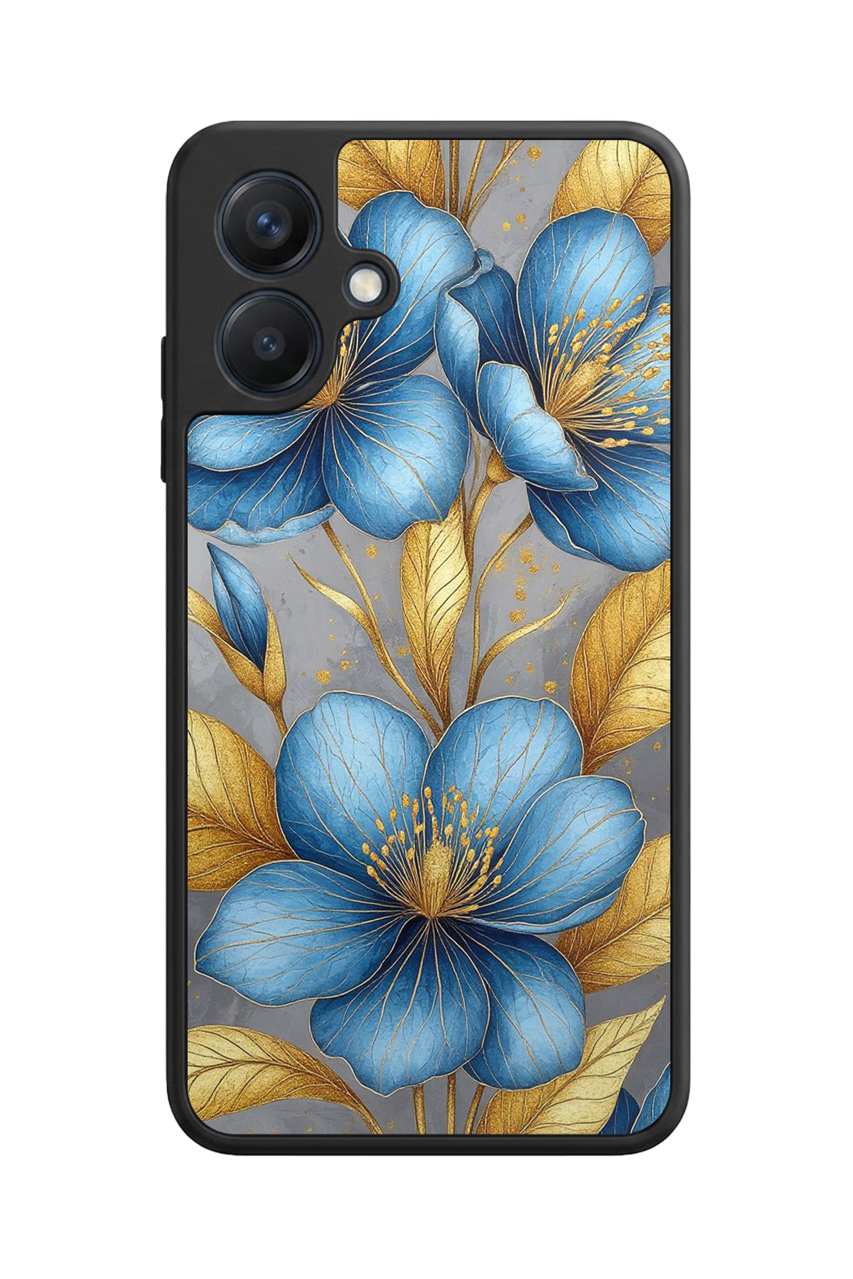 Samsung Galaxy A07 Uyumlu Yaldizli Cicek Tasarımlı Glossy Premium Kılıf