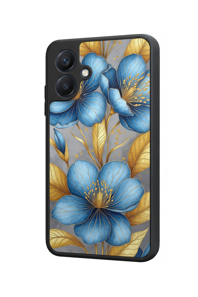 Samsung Galaxy A07 Uyumlu Yaldizli Cicek Tasarımlı Glossy Premium Kılıf