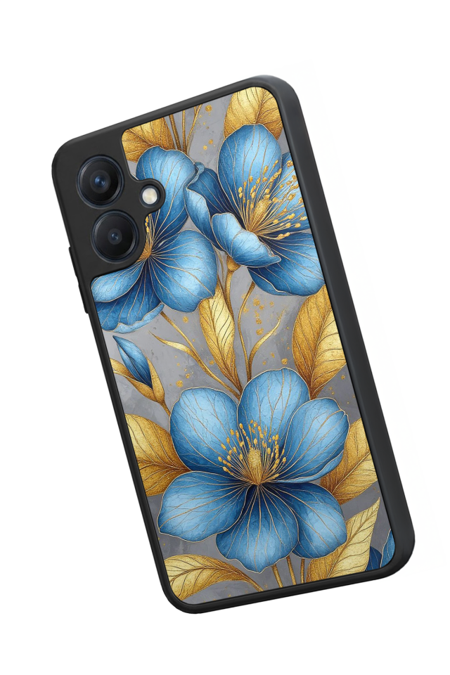 Samsung Galaxy A07 Uyumlu Yaldizli Cicek Tasarımlı Glossy Premium Kılıf