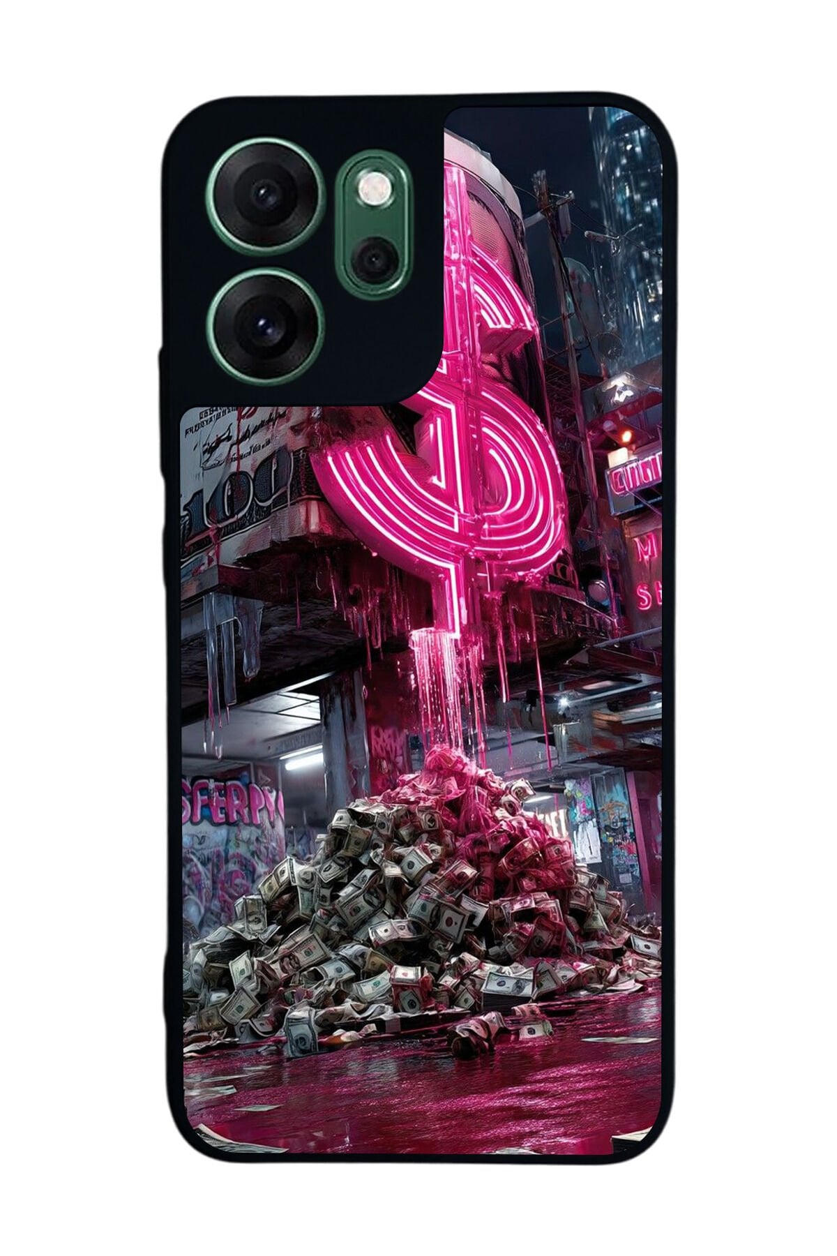 Oppo Reno 14F Uyumlu Para Tasarımlı Glossy Premium Kılıf