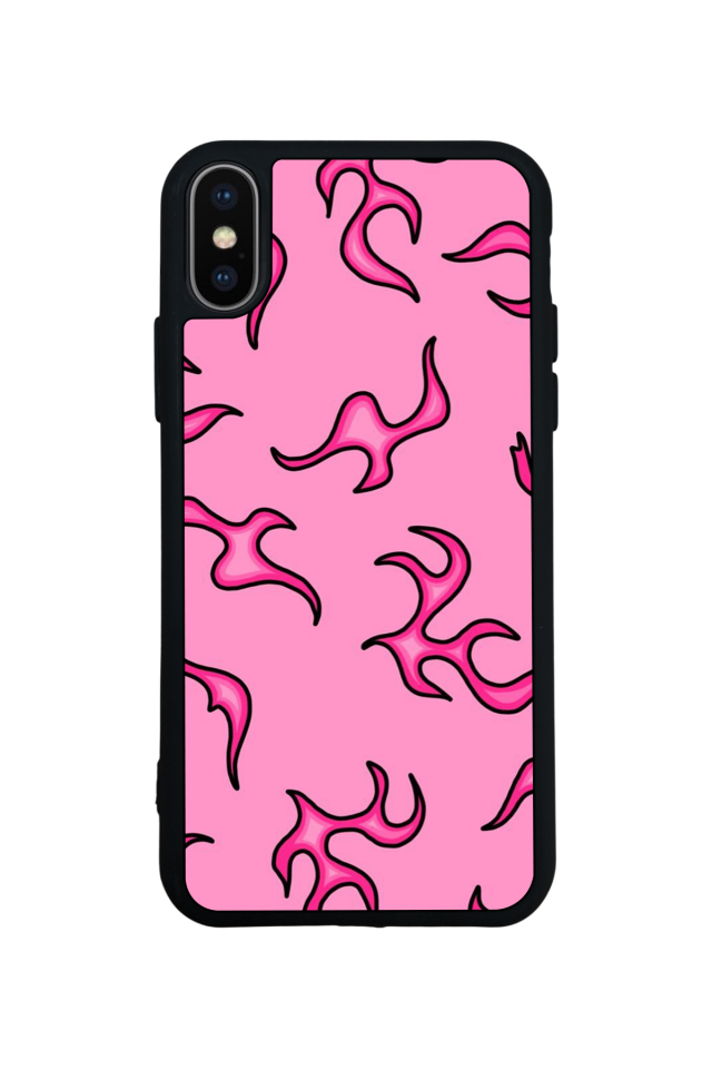 iPhone X/ XS Uyumlu Retro Flame Patterns Tasarımlı Glossy Premium Kılıf