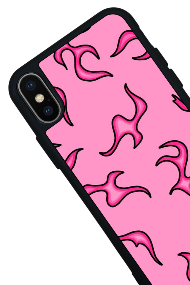 iPhone X/ XS Uyumlu Retro Flame Patterns Tasarımlı Glossy Premium Kılıf