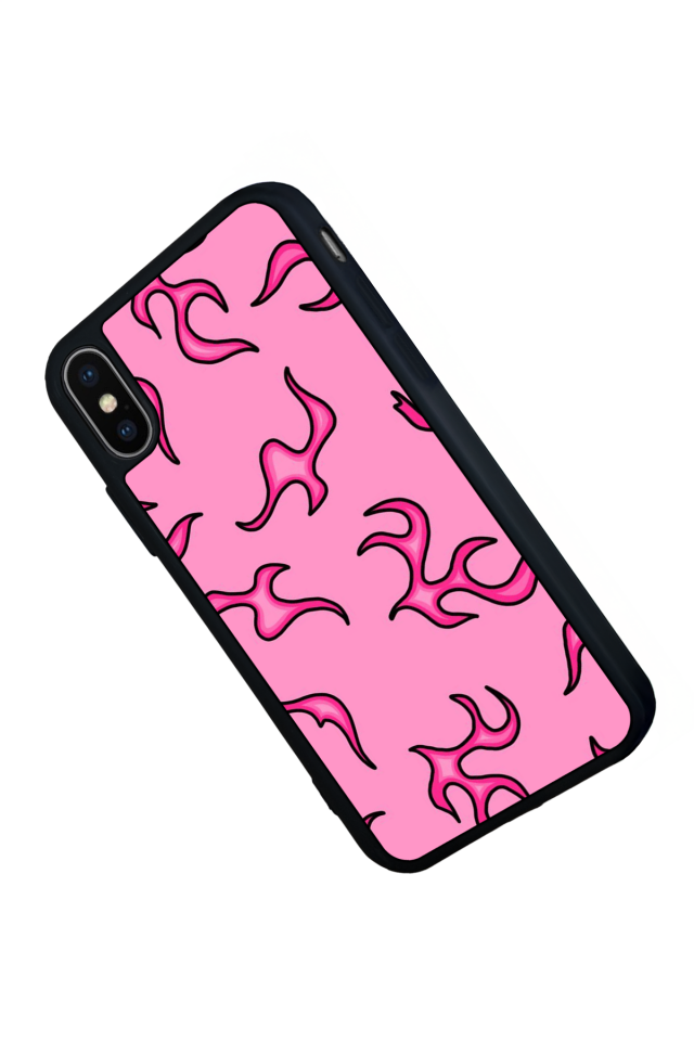 iPhone X/ XS Uyumlu Retro Flame Patterns Tasarımlı Glossy Premium Kılıf