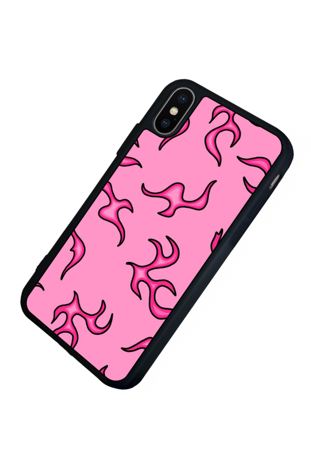 iPhone X/ XS Uyumlu Retro Flame Patterns Tasarımlı Glossy Premium Kılıf